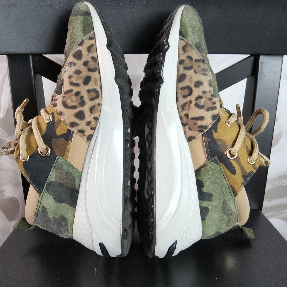 STEVE MADDEN Wmns Sz 9M Green Camo Animal Print Sneaker FashionCore Wedge Shoes - Picture 7 of 11